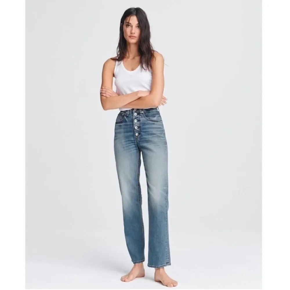 rag & bone Women's Straight Leg Jeans in Light Blue Wash